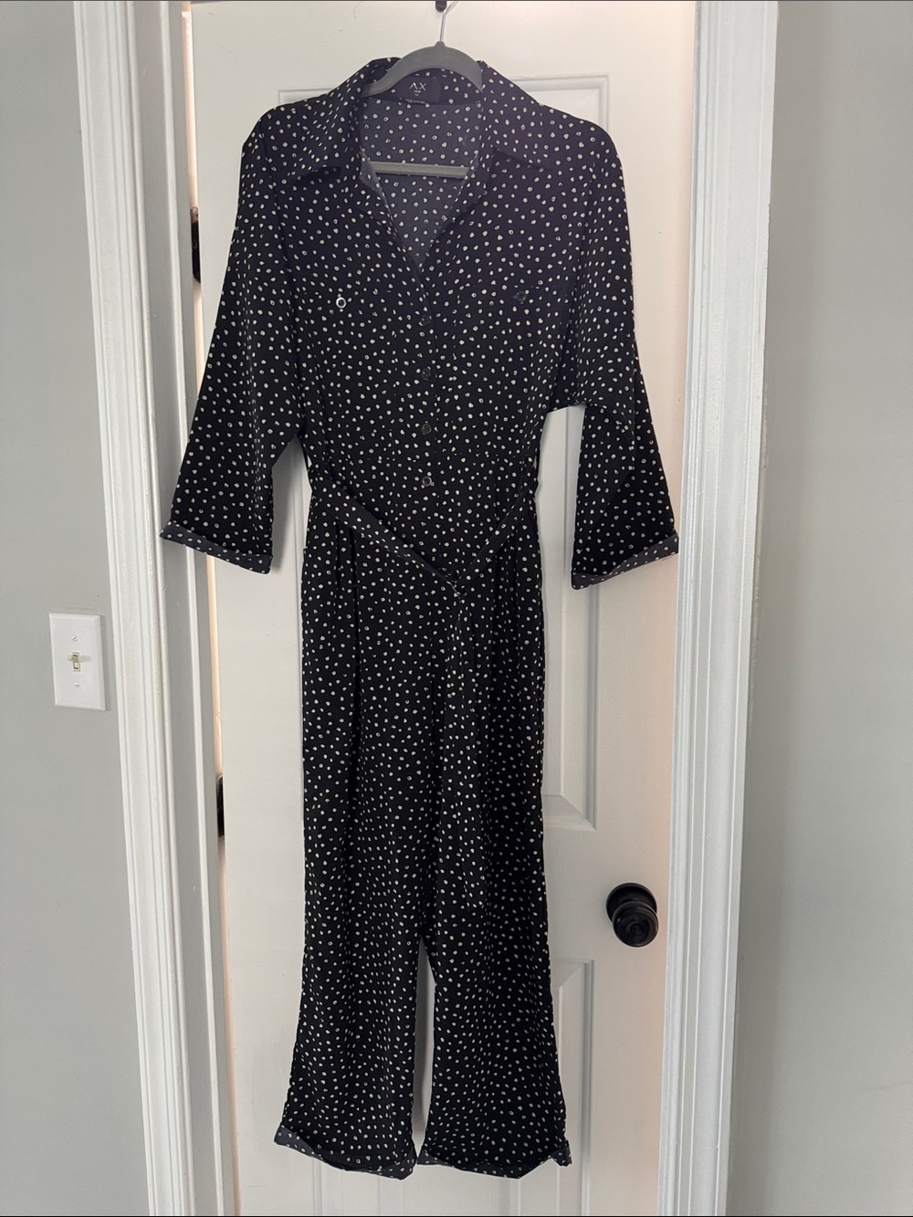 Black Polka Dot Jumpsuit with Tie Waist